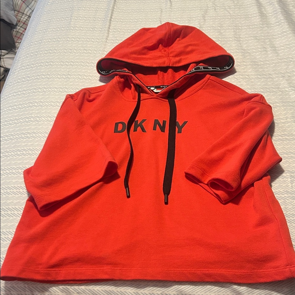 DKNY Vibrant Red Hoodie with Black Details